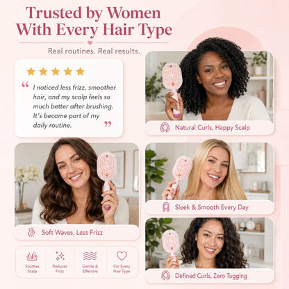 4-in-1 StimuGrow™ Electric Hair Brush - Massage + Mist + Detangle + Red Light Therapy