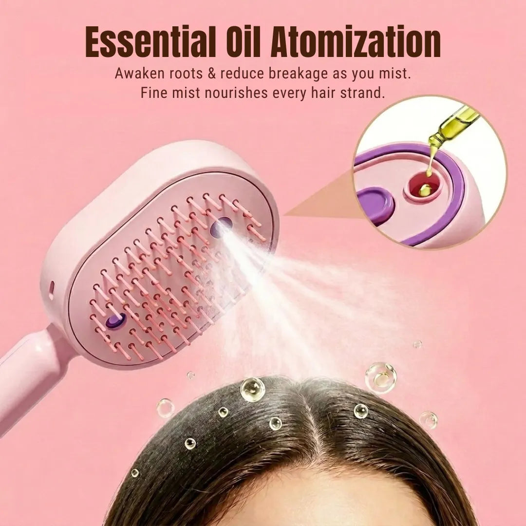 4-in-1 StimuGrow™ Electric Hair Brush - Massage + Mist + Detangle + Red Light Therapy