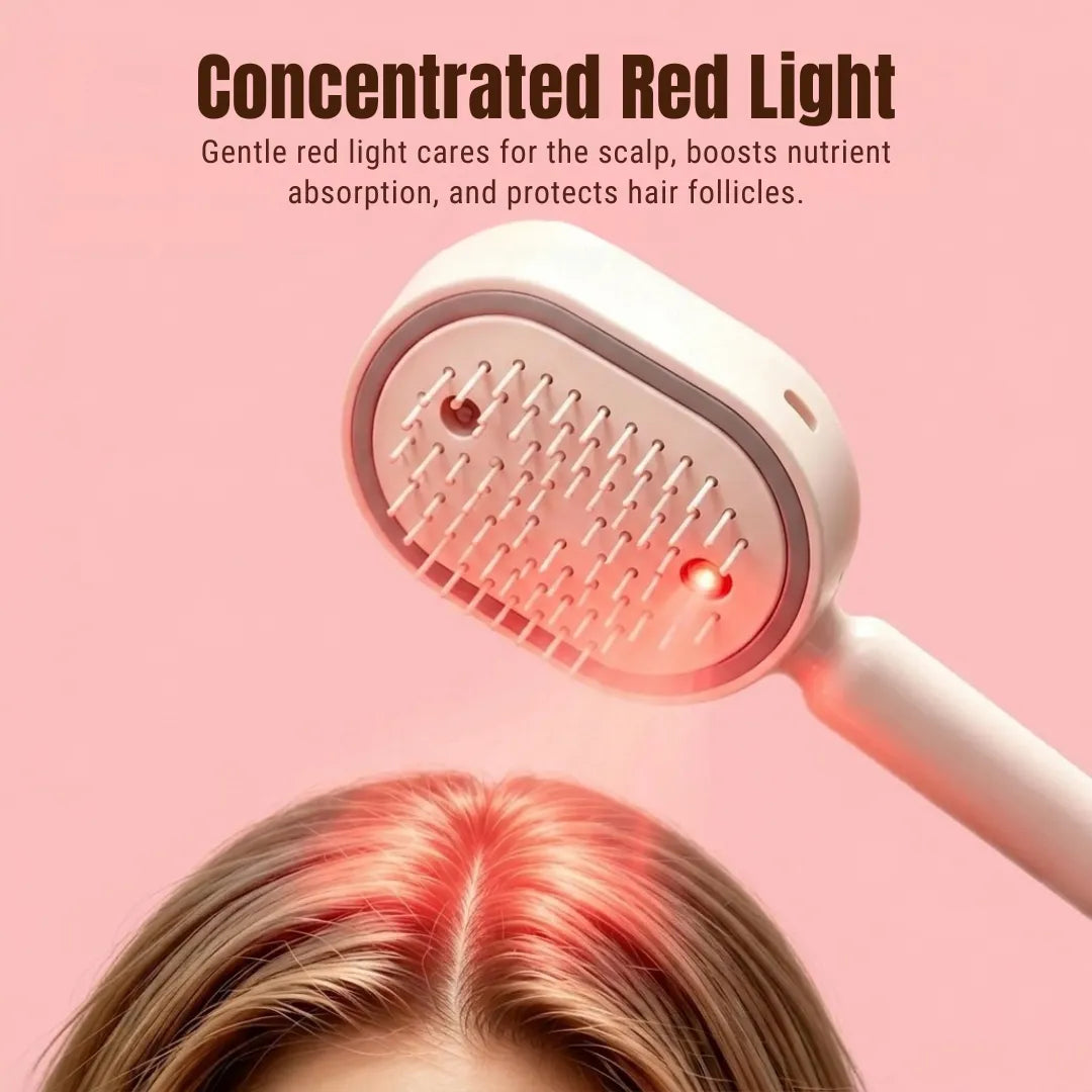 4-in-1 StimuGrow™ Electric Hair Brush - Massage + Mist + Detangle + Red Light Therapy